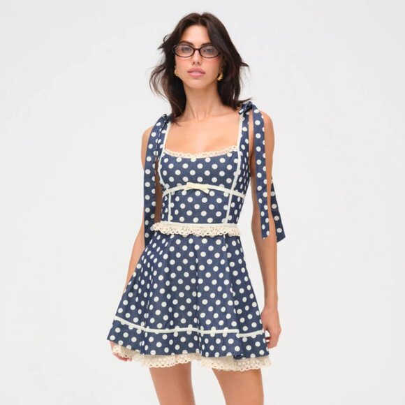 NWT *LAST ONE* Dolly Denim Dot Mini Dress
